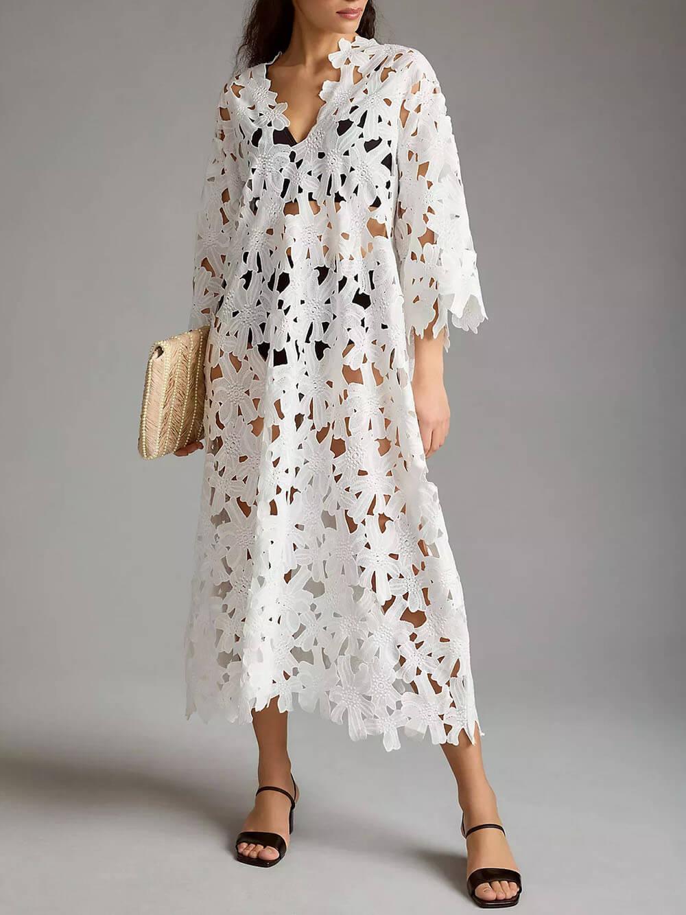 Lace Strand Midi Dress
