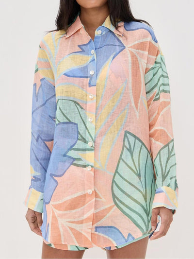 Playa Freund Tropical Leaf Printed Shorts Set
