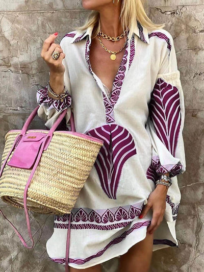 Simple Unique Print Autumn Mini Dress