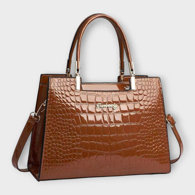 Olivia - Glossy Crocodile Print Handbag