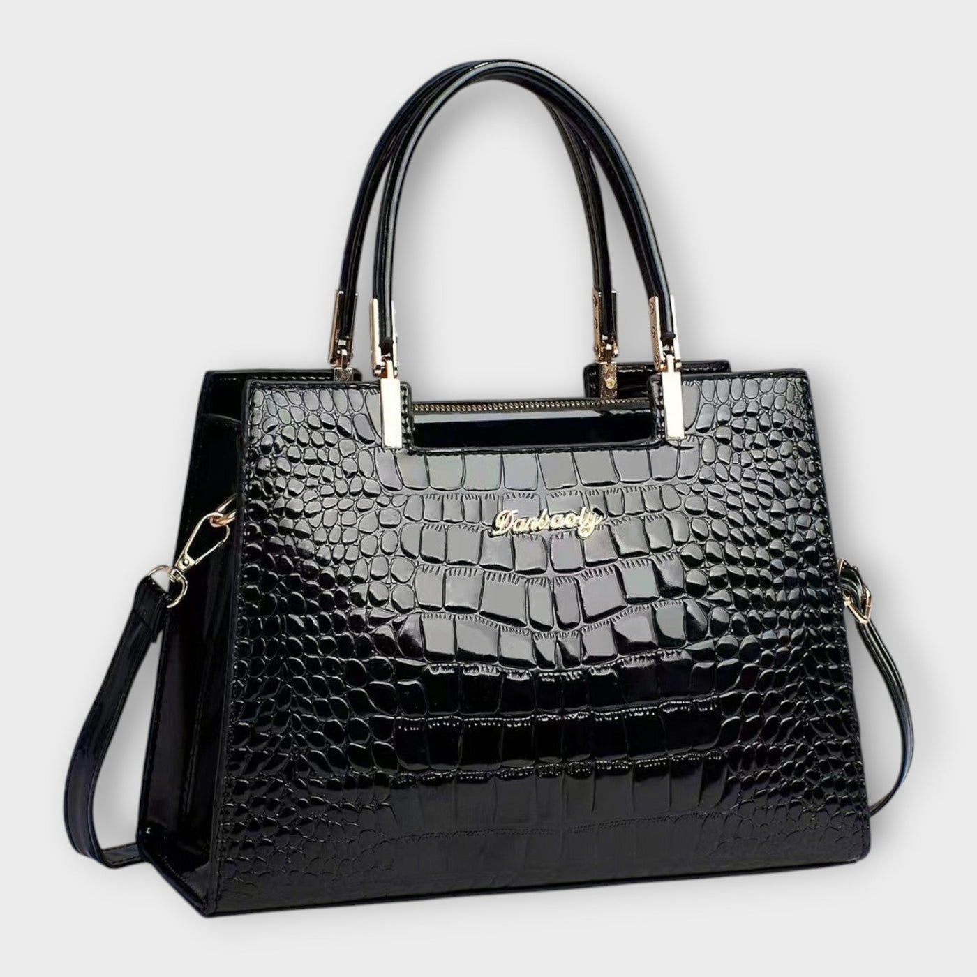 Olivia - Glossy Crocodile Print Handbag