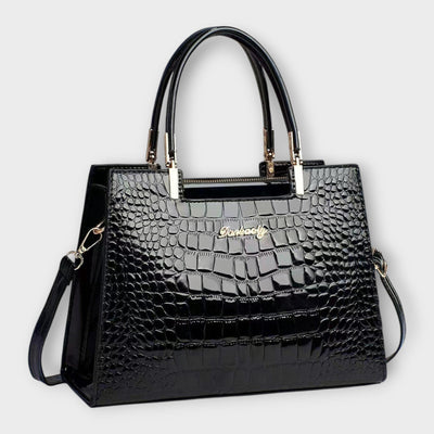 Olivia - Glossy Crocodile Print Handbag
