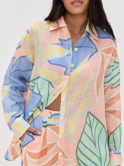 Playa Freund Tropical Leaf Printed Shorts Set