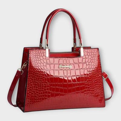 Olivia - Glossy Crocodile Print Handbag