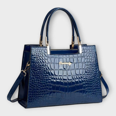 Olivia - Glossy Crocodile Print Handbag