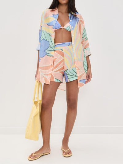Playa Freund Tropical Leaf Printed Shorts Set