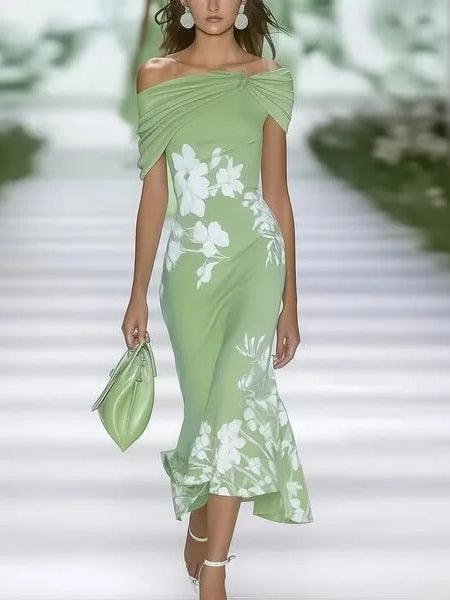Spring Summer Floral Pattern Elegant Dresses