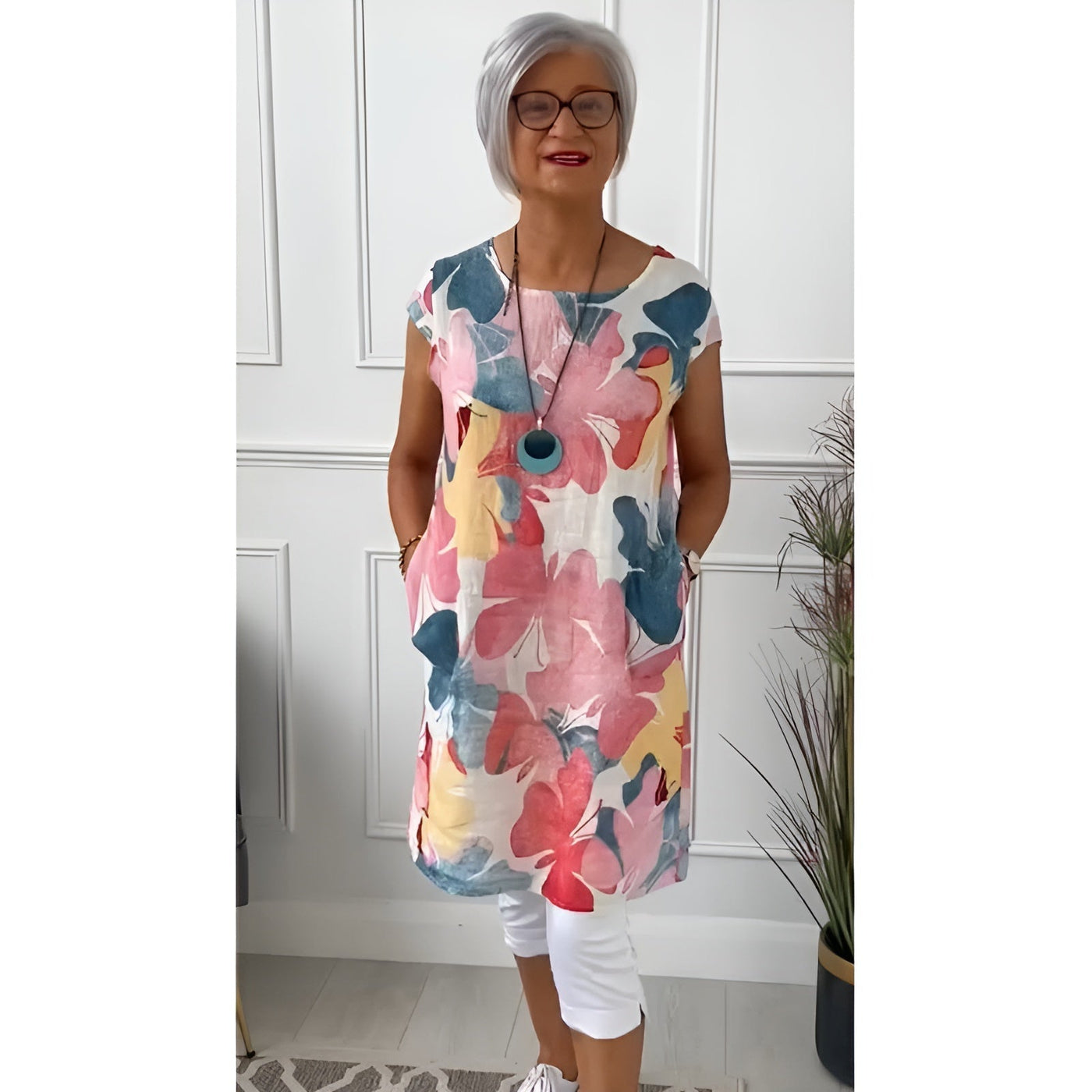 Mailin™ | Loose Tunic Dress with Floral Pattern