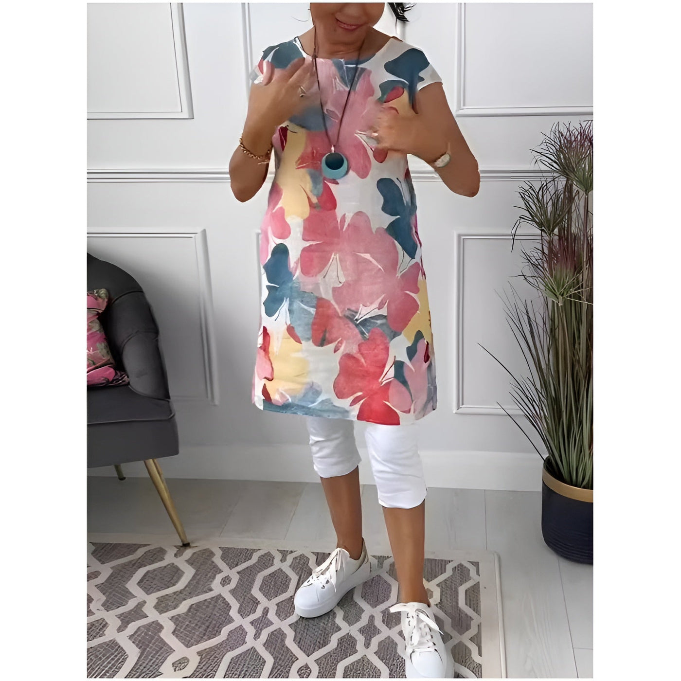 Mailin™ | Loose Tunic Dress with Floral Pattern