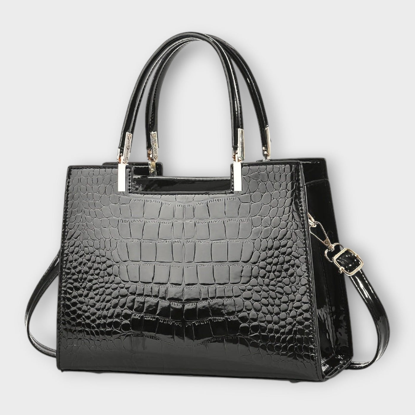 Olivia - Glossy Crocodile Print Handbag