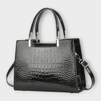 Olivia - Glossy Crocodile Print Handbag