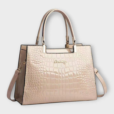 Olivia - Glossy Crocodile Print Handbag