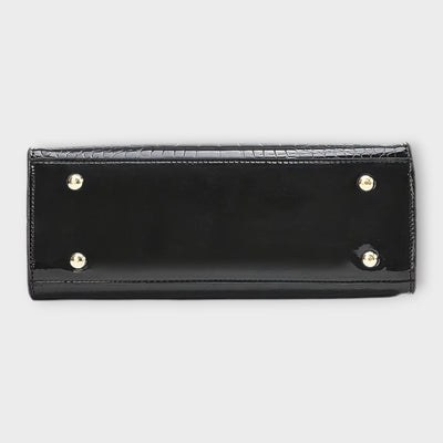 Olivia - Glossy Crocodile Print Handbag